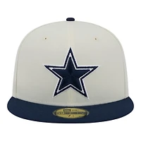 Dallas Cowboys Cream and Navy Star Logo Grey UV New Era 59FIFTY Fitted Hat