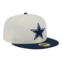 Dallas Cowboys Cream and Navy Star Logo Grey UV New Era 59FIFTY Fitted Hat