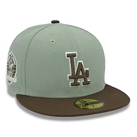 Los Angeles Dodgers Everest Green and Brown 60th Anniversary Patch Grey UV New Era 59FIFTY Fitted Hat