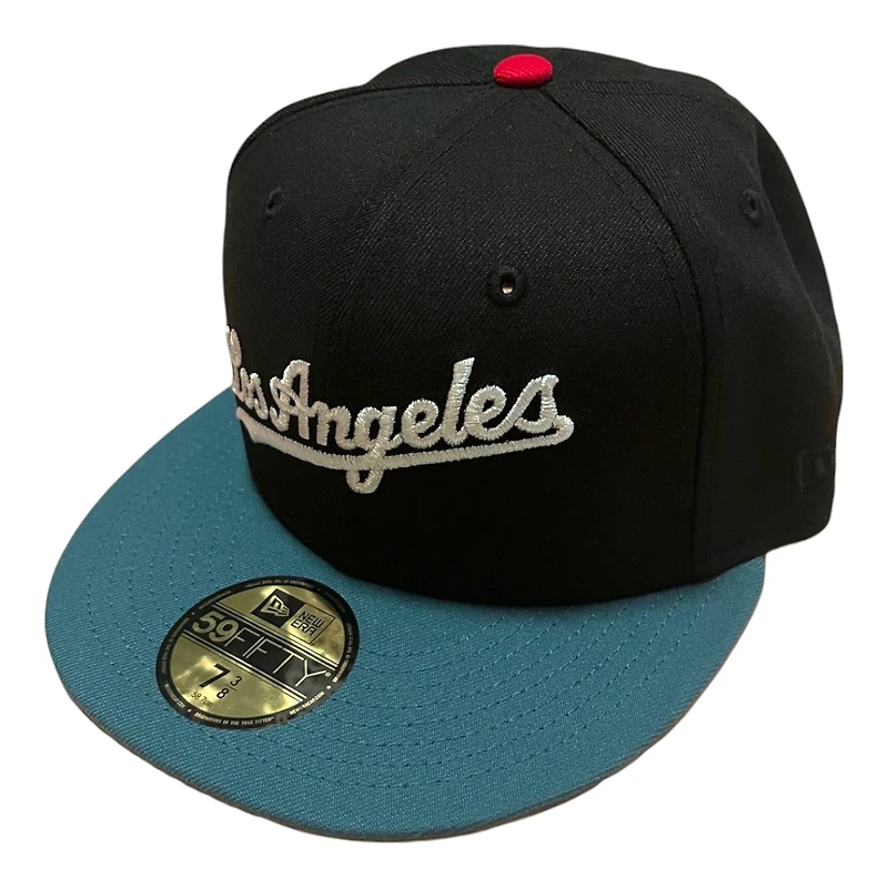 Los Angeles Dodgers Script Black and Pine Green 40th Anniversary Grey UV New Era 59FIFTY Fitted Hat