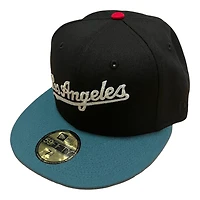 Los Angeles Dodgers Script Black and Pine Green 40th Anniversary Grey UV New Era 59FIFTY Fitted Hat