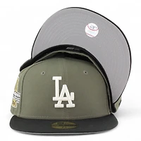 Los Angeles Dodgers Olive Green and Black 2024 World Series Champions Patch Grey UV New Era 59FIFTY Fitted Hat