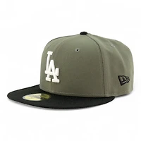 Los Angeles Dodgers Olive Green and Black 2024 World Series Champions Patch Grey UV New Era 59FIFTY Fitted Hat