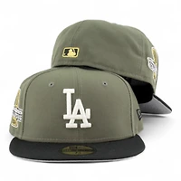 Los Angeles Dodgers Olive Green and Black 2024 World Series Champions Patch Grey UV New Era 59FIFTY Fitted Hat