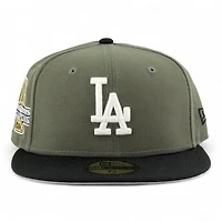 Los Angeles Dodgers Olive Green and Black 2024 World Series Champions Patch Grey UV New Era 59FIFTY Fitted Hat