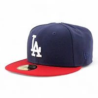 Los Angeles Dodgers Navy and Red 1984 Olympic Patch Grey UV New Era 59FIFTY Fitted Hat