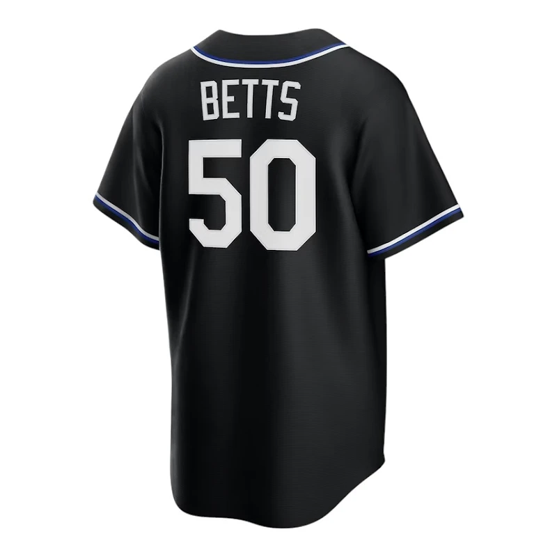 Los Angeles Dodgers Mookie Betts Black and Royal Blue "Lights Out" Nike Fashion Replica Jersey