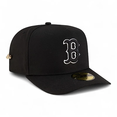 Boston Red Sox White on Black Safety Pin New Era 59FIFTY A-Frame Fitted Hat