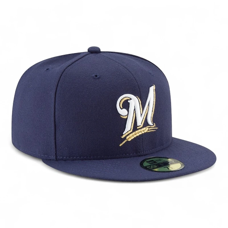 Milwaukee Brewers Navy Authentic Collection 59FIFTY Fitted Hat