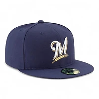 Milwaukee Brewers Navy Authentic Collection 59FIFTY Fitted Hat