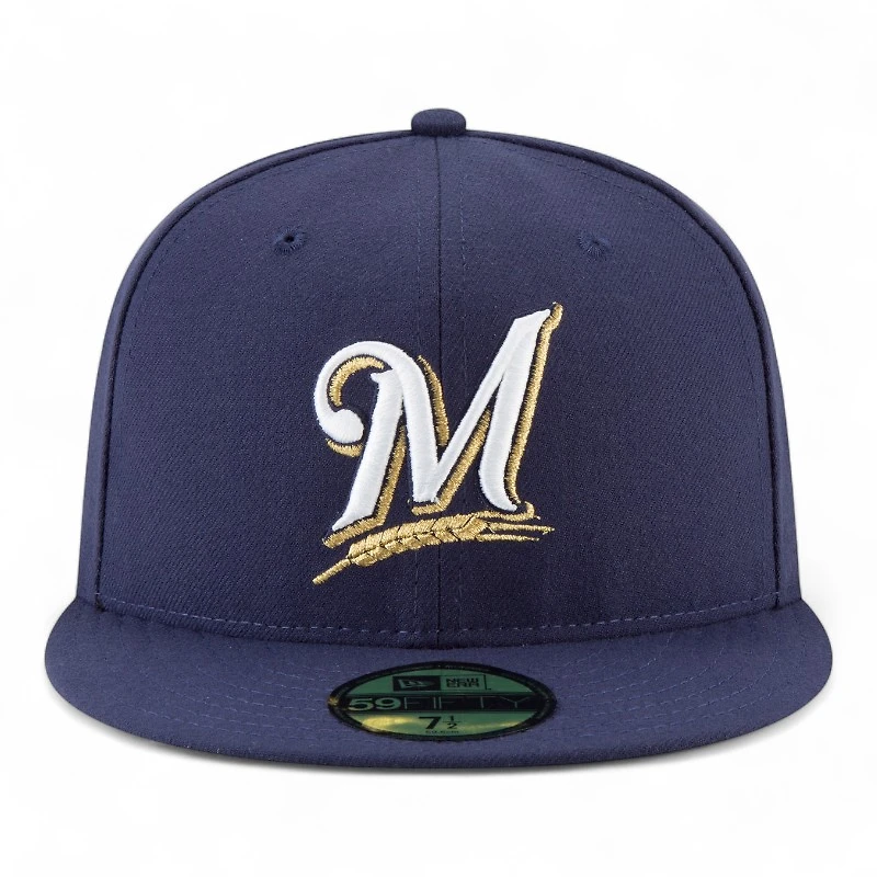Milwaukee Brewers Navy Authentic Collection 59FIFTY Fitted Hat