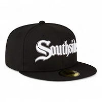 Chicago White Sox on Black Gothic Script City Connect 59FIFTY Fitted Hat