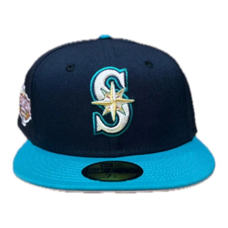 Seattle Mariners Navy and Teal 2001 All Star Game Patch Pink UV New Era 59FIFTY Fitted Hat