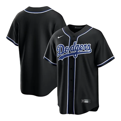 Youth Los Angeles Dodgers Black and Royal Blue "Lights Out" Blank Nike Fashion Replica Jersey