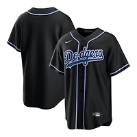 Youth Los Angeles Dodgers Black and Royal Blue "Lights Out" Blank Nike Fashion Replica Jersey