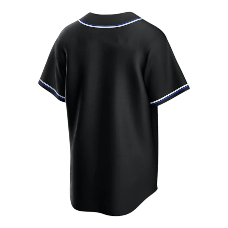 Youth Los Angeles Dodgers Black and Royal Blue "Lights Out" Blank Nike Fashion Replica Jersey