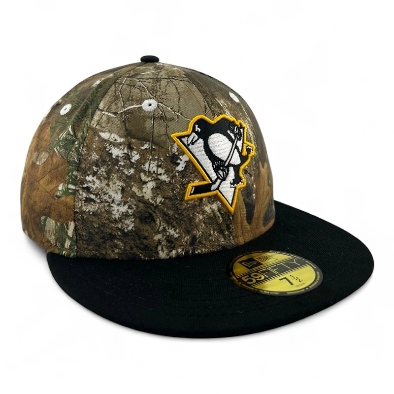 Pittsburgh Penguins Realtree Camo and Black "Melted Ice Collection" Gray UV New Era 59FIFTY Fitted Hat