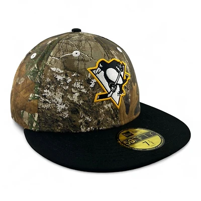 Pittsburgh Penguins Realtree Camo and Black "Melted Ice Collection" Gray UV New Era 59FIFTY Fitted Hat