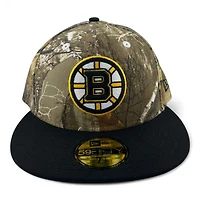 Boston Bruins Realtree Camo and Black "Melted Ice Collection" Gray UV New Era 59FIFTY Fitted Hat