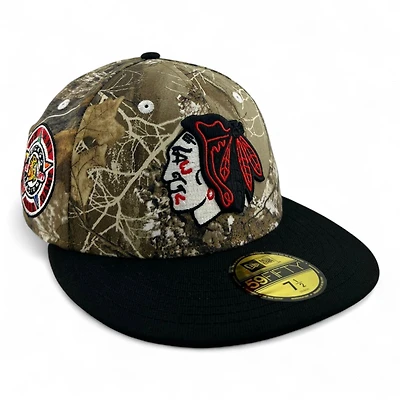 Chicago Blackhawks Realtree Camo and Black "Melted Ice Collection" 1991 ASG Patch Gray UV New Era 59FIFTY Fitted Hat