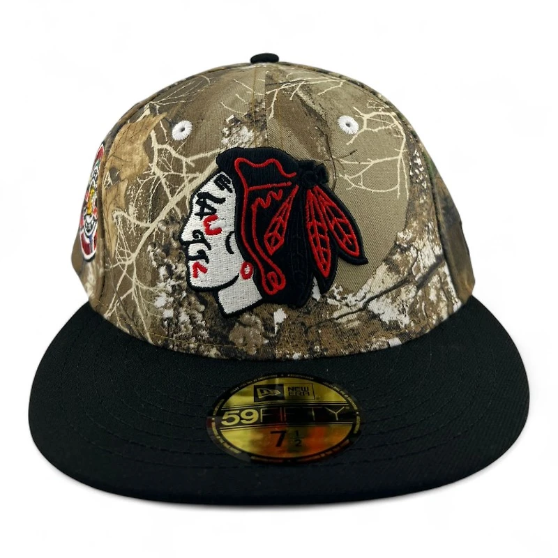 Chicago Blackhawks Realtree Camo and Black "Melted Ice Collection" 1991 ASG Patch Gray UV New Era 59FIFTY Fitted Hat