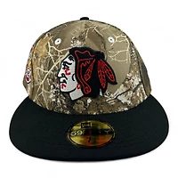 Chicago Blackhawks Realtree Camo and Black "Melted Ice Collection" 1991 ASG Patch Gray UV New Era 59FIFTY Fitted Hat