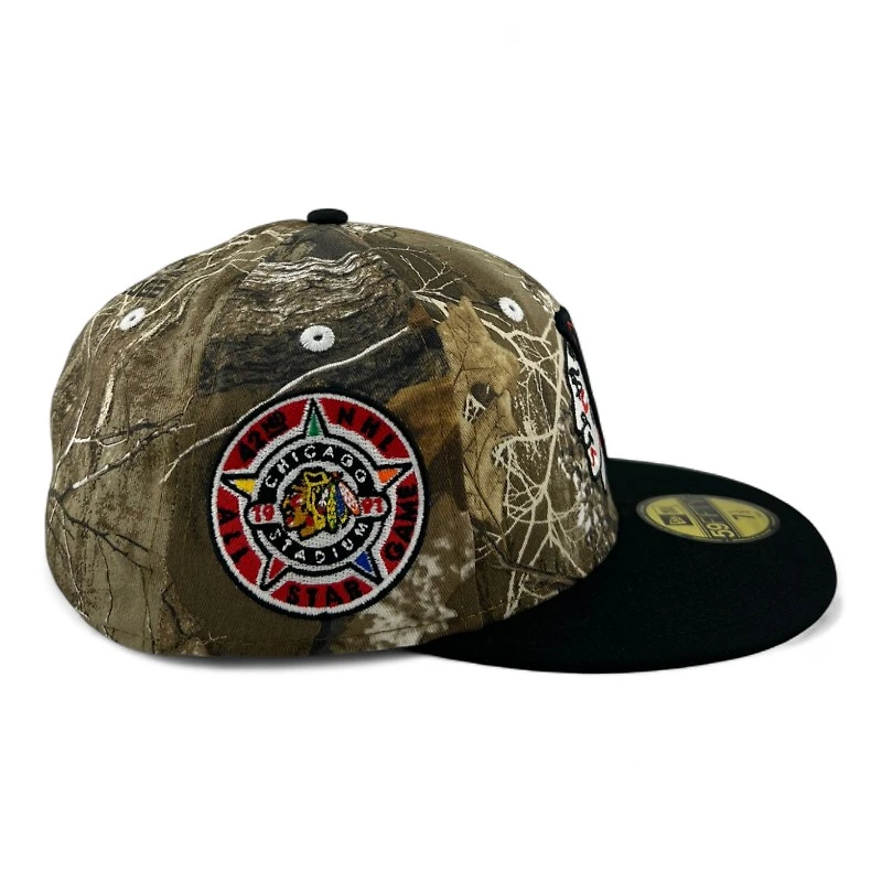Chicago Blackhawks Realtree Camo and Black "Melted Ice Collection" 1991 ASG Patch Gray UV New Era 59FIFTY Fitted Hat
