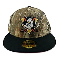 Anaheim Ducks Realtree Camo and Black "Melted Ice Collection" 30th Anni Patch Orange UV New Era 59FIFTY Fitted Hat