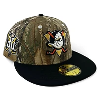 Anaheim Ducks Realtree Camo and Black "Melted Ice Collection" 30th Anni Patch Orange UV New Era 59FIFTY Fitted Hat