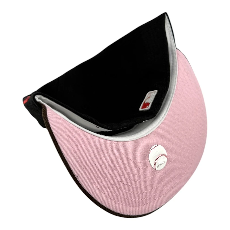 Los Angeles Dodgers Black and Brown Script 2024 World Series Champions Patch Pink UV New Era 59FIFTY Fitted Hat