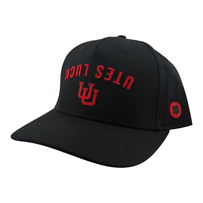 Utah Utes Black and Red "Utes Luck" Black Clover Adjustable Snapback Hat