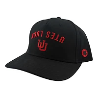 Utah Utes Black and Red "Utes Luck" Black Clover Adjustable Snapback Hat