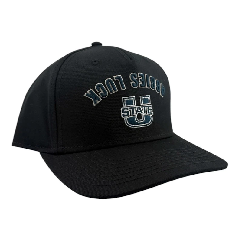 Utah State Aggies Black and Blue "Aggies Luck" Black Clover Adjustable Snapback Hat