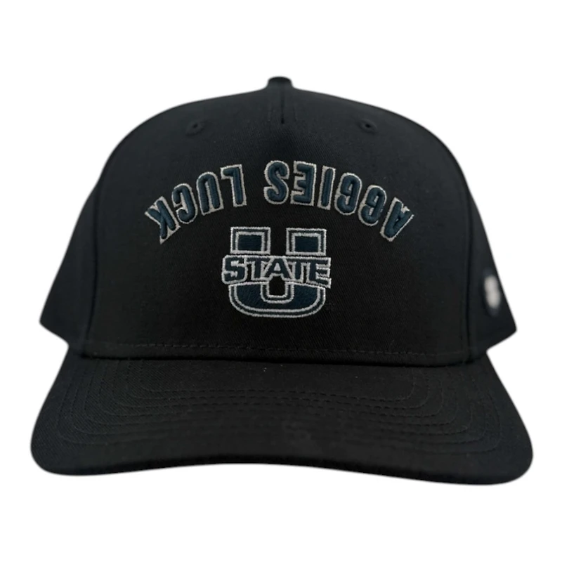 Utah State Aggies Black and Blue "Aggies Luck" Black Clover Adjustable Snapback Hat