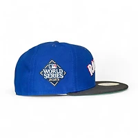 Texas Rangers Dark Royal Black 2T Leon the Lab 2023 World Series Patch Green UV New Era 59FIFTY Fitted Hat
