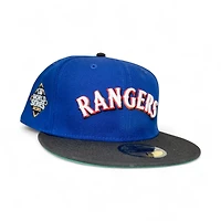 Texas Rangers Dark Royal Black 2T Leon the Lab 2023 World Series Patch Green UV New Era 59FIFTY Fitted Hat