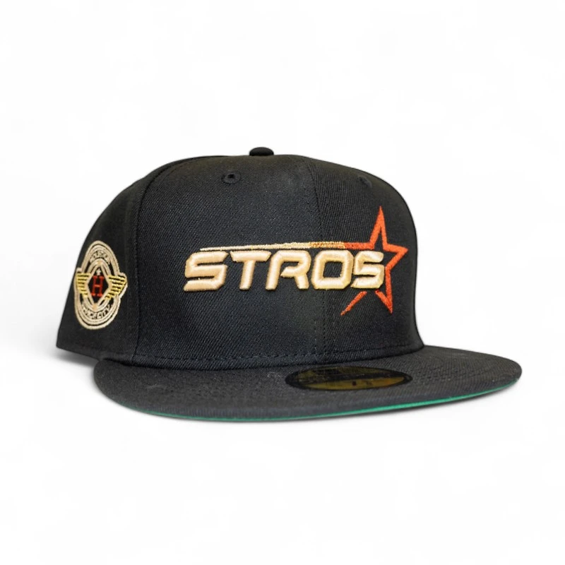 Houston Astros Black Leon the Lab City Connect Wings Patch Green UV New Era 59FIFTY Fitted Hat