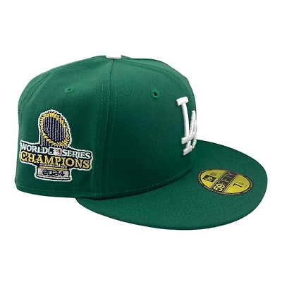 Los Angeles Dodgers Green 2024 World Series Champions Patch Grey UV New Era 59FIFTY Fitted Hat