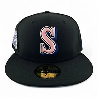 Seattle Mariners Black "Donut Collection" 20th Anniversary Patch Icy Blue UV New Era 59FIFTY Fitted Hat