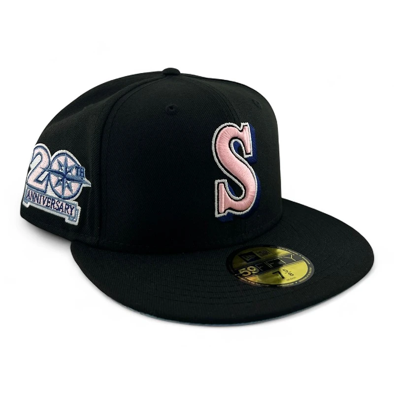 Seattle Mariners Black "Donut Collection" 20th Anniversary Patch Icy Blue UV New Era 59FIFTY Fitted Hat