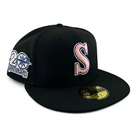 Seattle Mariners Black "Donut Collection" 20th Anniversary Patch Icy Blue UV New Era 59FIFTY Fitted Hat