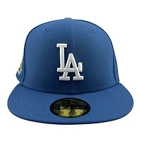 Los Angeles Dodgers Indigo Blue 2024 World Series Champions Trophy Patch Grey UV New Era 59FIFTY Fitted Hat