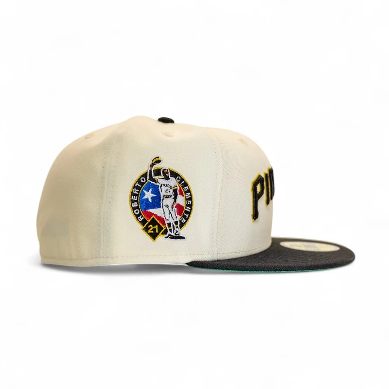 Pittsburgh Pirates Chrome Black 2T Leon the Lab Roberto Clemente Patch Green UV New Era 59FIFTY Fitted Hat