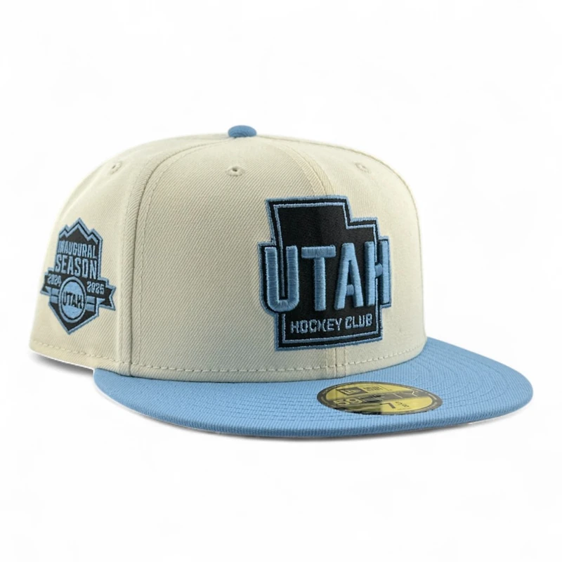 Utah Hockey Club Chrome and Mountain Blue Inaugural Season Patch Grey UV New Era 59FIFTY Fitted Hat