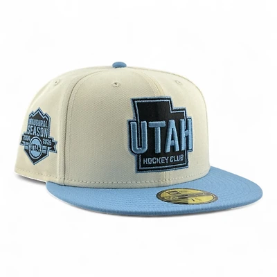 Utah Hockey Club Chrome and Mountain Blue Inaugural Season Patch Grey UV New Era 59FIFTY Fitted Hat