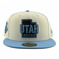 Utah Hockey Club Chrome and Mountain Blue Inaugural Season Patch Grey UV New Era 59FIFTY Fitted Hat