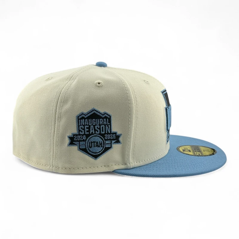 Utah Hockey Club Chrome and Mountain Blue Inaugural Season Patch Grey UV New Era 59FIFTY Fitted Hat