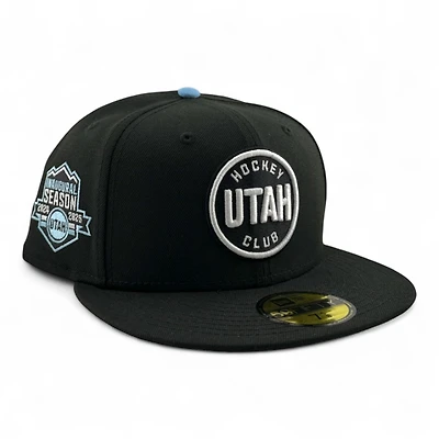 Utah Hockey Club Black Circle Logo Inaugural Patch Gray UV New Era 59FIFTY Fitted Hat