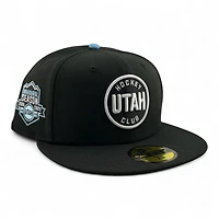 Utah Hockey Club Black Circle Logo Inaugural Patch Gray UV New Era 59FIFTY Fitted Hat