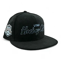 Utah Hockey Club Black Corduroy Script Inaugural Patch Gray UV New Era 59FIFTY Fitted Hat